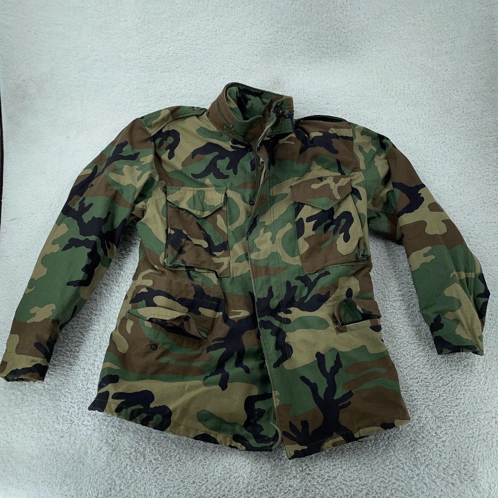 US Army M-65 Field Jacket Mens Medium Regular Woodland Camo Cold Weather USGI